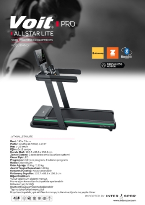 Resim Voit Pro All Star Lite Otomatik Eğimli Katlanabilir Koşu Bandı